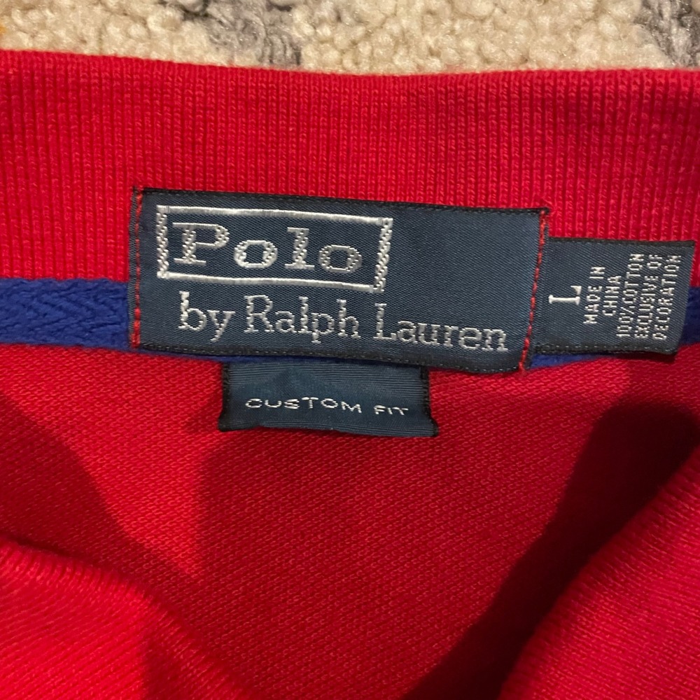 Polo Ralph Lauren USA Big Pony Polo Shirt Red Custom Fit Men's Size Large - Picture 5 of 6